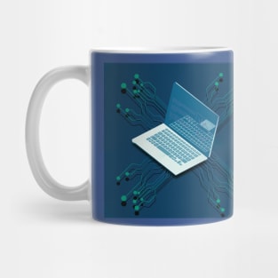 Notebook Isometric Vector Desktop with Open Laptop Mug